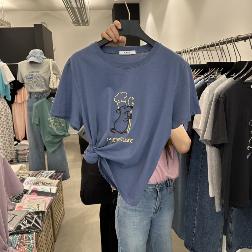 A.CES韓國東大門直郵女裝新品26春夏人氣熱賣職業時尚T恤A.CEST恤圖色4