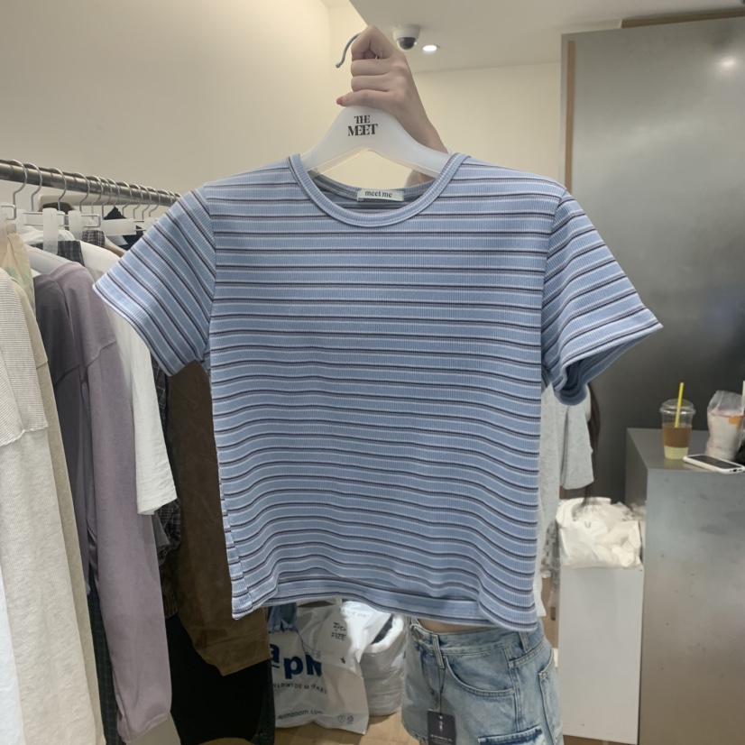 MEET ME韓國東大門直郵女裝新品時尚推薦休閑人氣熱賣T恤MEET MET恤圖色1