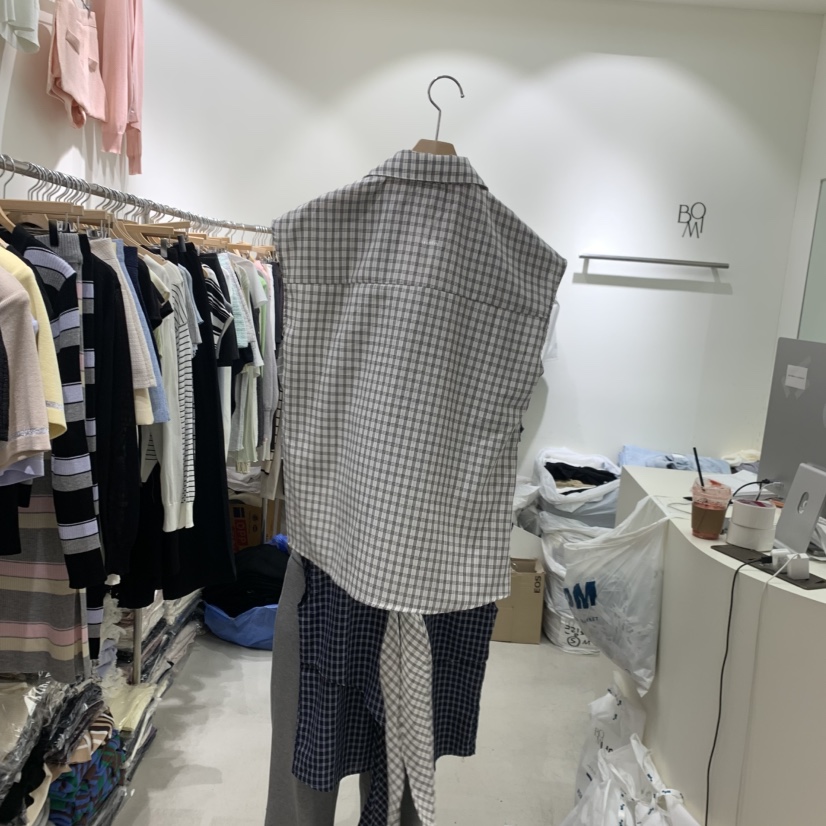 BY BOMI韓國東大門代購女裝新款人氣熱賣襯衫蕾絲衫格紋BY BOMI襯衫/蕾絲衫