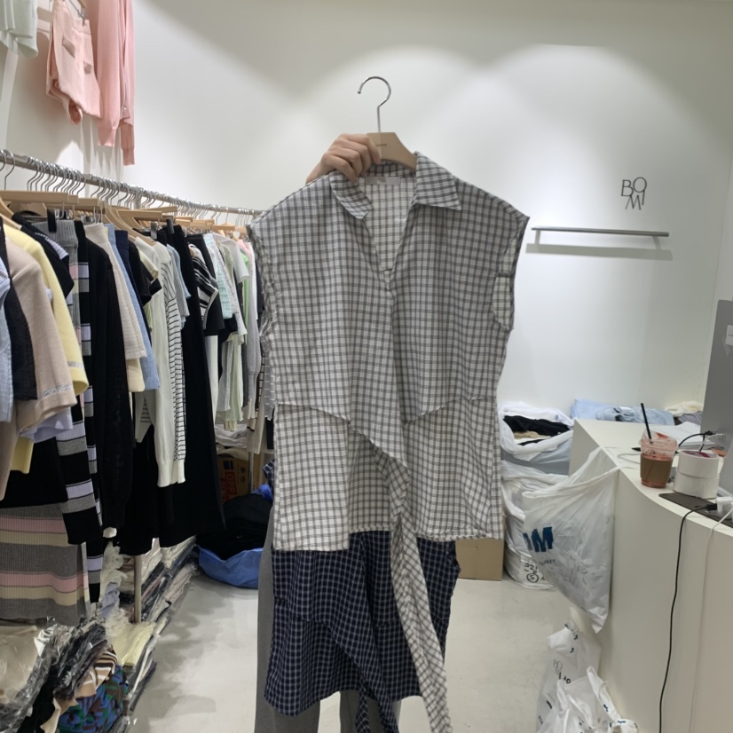 BY BOMI韓國東大門代購女裝新款人氣熱賣襯衫蕾絲衫格紋BY BOMI襯衫/蕾絲衫圖色1