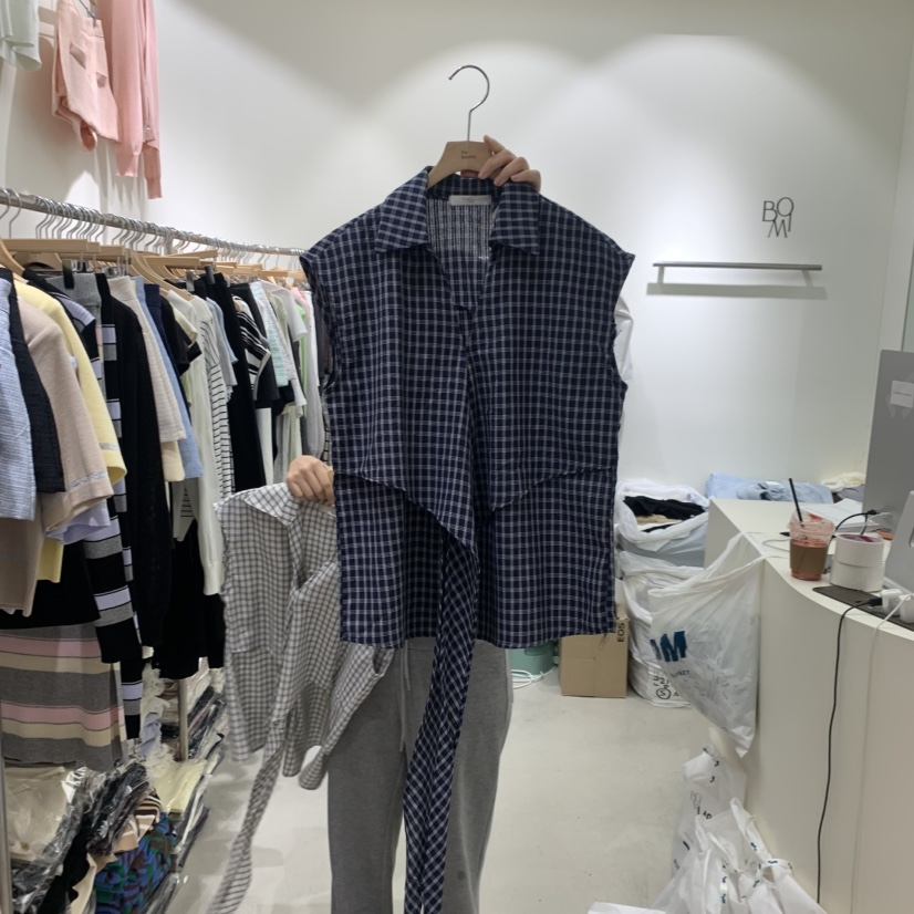 BY BOMI韓國東大門代購女裝新款人氣熱賣襯衫蕾絲衫格紋BY BOMI襯衫/蕾絲衫圖色2