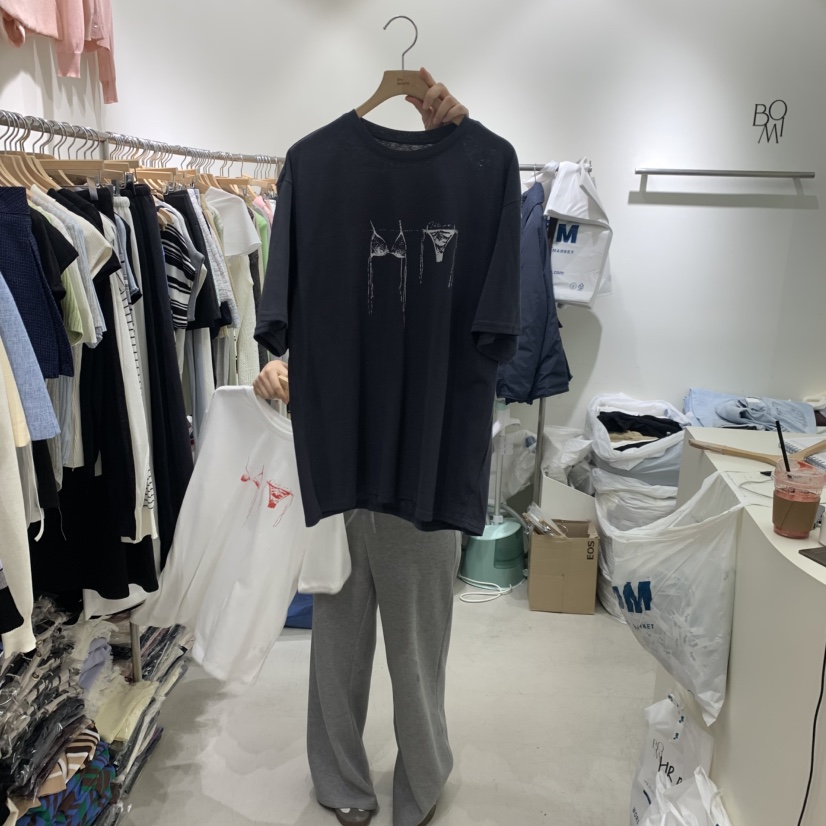 BY BOMI韓國東大門直郵女裝新款休閑熱賣26春夏人氣T恤亞麻BY BOMIT恤圖色2