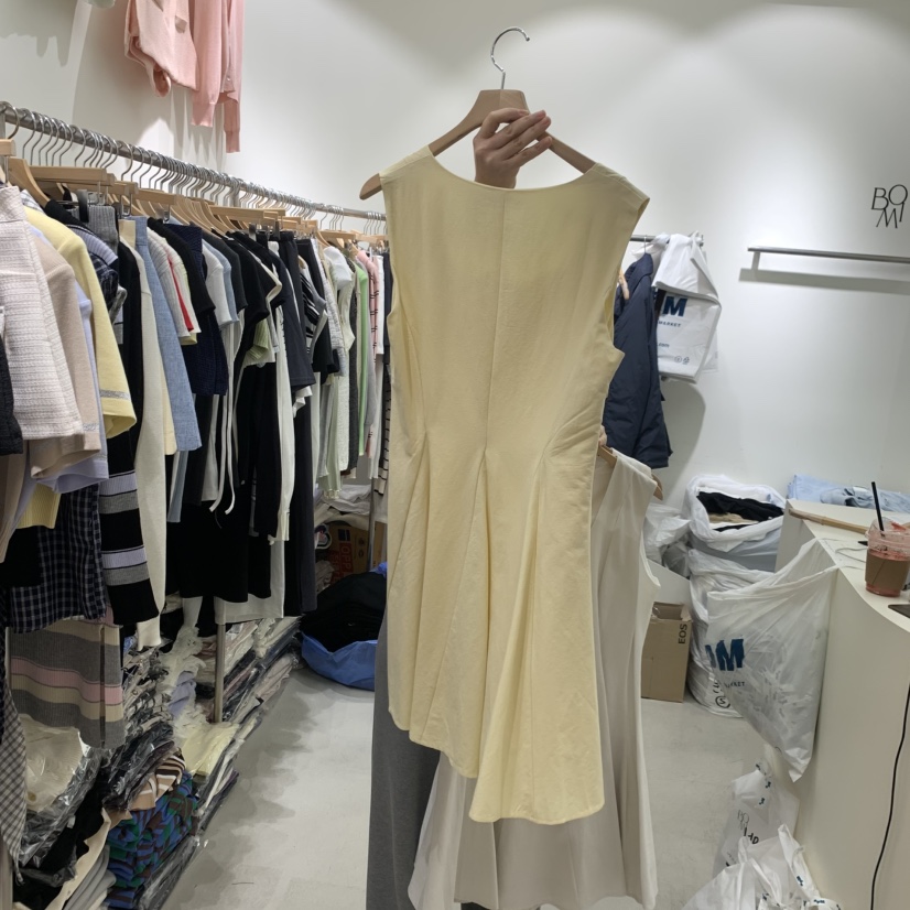 BY BOMI韓國直郵女裝新品26春夏人氣休閑連衣裙喇叭亞麻BY BOMI連衣裙