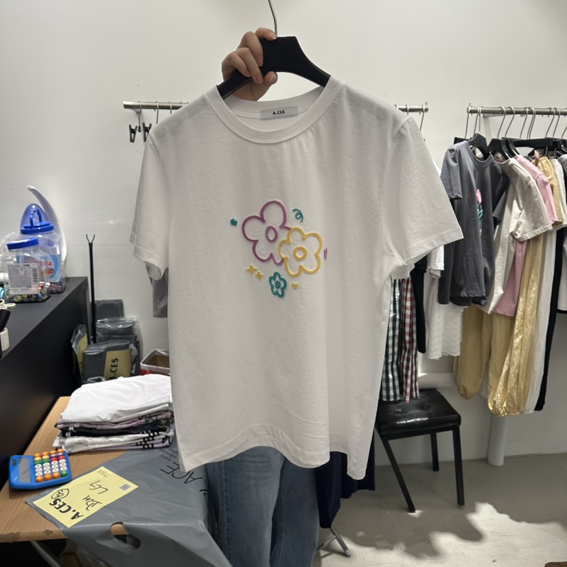 A.CES韓國直郵女裝新品26春夏推薦熱賣休閑人氣職業時尚T恤A.CEST恤圖色1