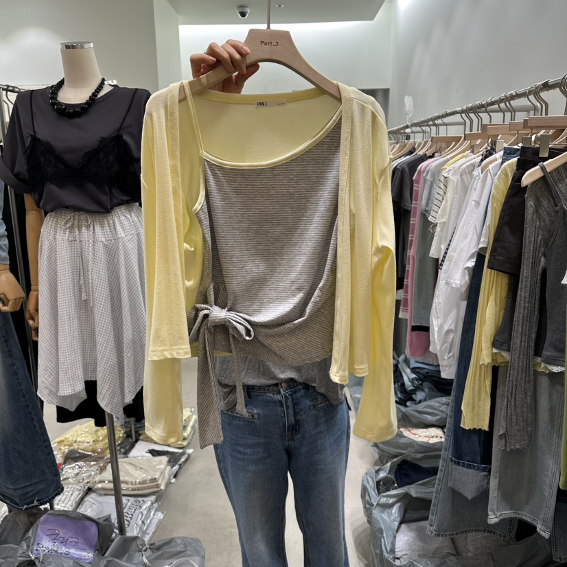 PART3韓國東大門代購女士新品26春夏套裝不含項鏈不對稱套裝開衫Part.3套裝圖色2