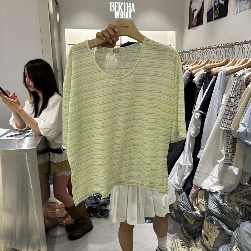 BERTHA韓國直郵女士新款時尚熱賣人氣職業26春夏推薦休閑T恤BERTHAT恤圖色2