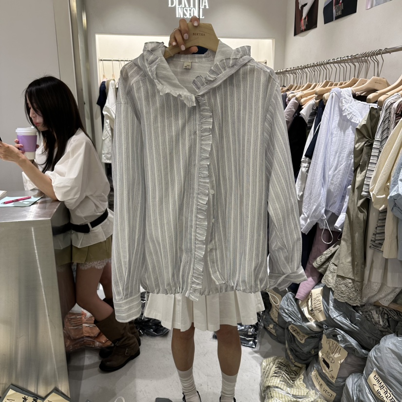 BERTHA韓國東大門直郵女士新品休閑推薦襯衫蕾絲衫連帽衫BERTHA襯衫/蕾絲衫圖色2