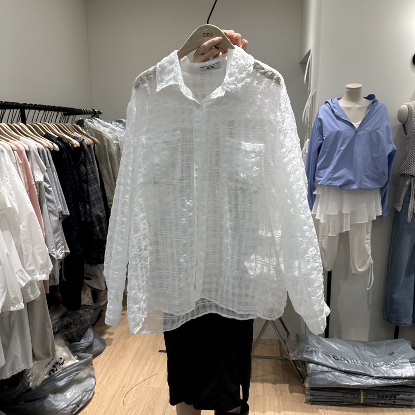 ORE-P韓國東大門直郵女裝新品26春夏推薦職業襯衫蕾絲衫ORE襯衫/蕾絲衫圖色1