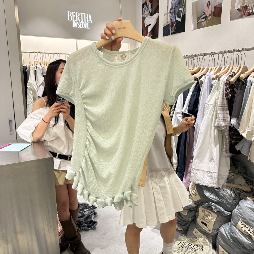 BERTHA東大門直郵女士新款推薦人氣26春夏熱賣T恤不對稱褶裥BERTHAT恤圖色1
