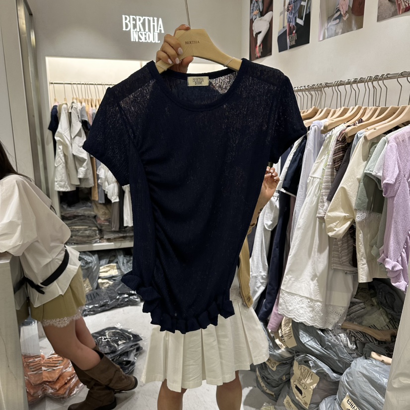 BERTHA東大門直郵女士新款推薦人氣26春夏熱賣T恤不對稱褶裥BERTHAT恤圖色4