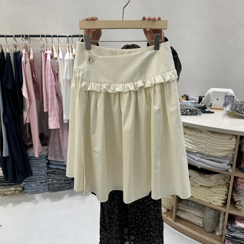 AURA東大門代購女裝新品真品熱賣休閑職業半身裙中短裙褶皺Au ra半身裙/中短裙圖色1