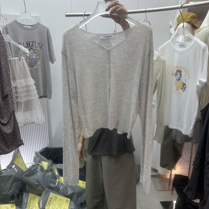 LOOKK/MIMME韓國直郵實拍女裝新品26春夏人氣休閑針織衫LOOKK/MIMME針織衫圖色1灰色