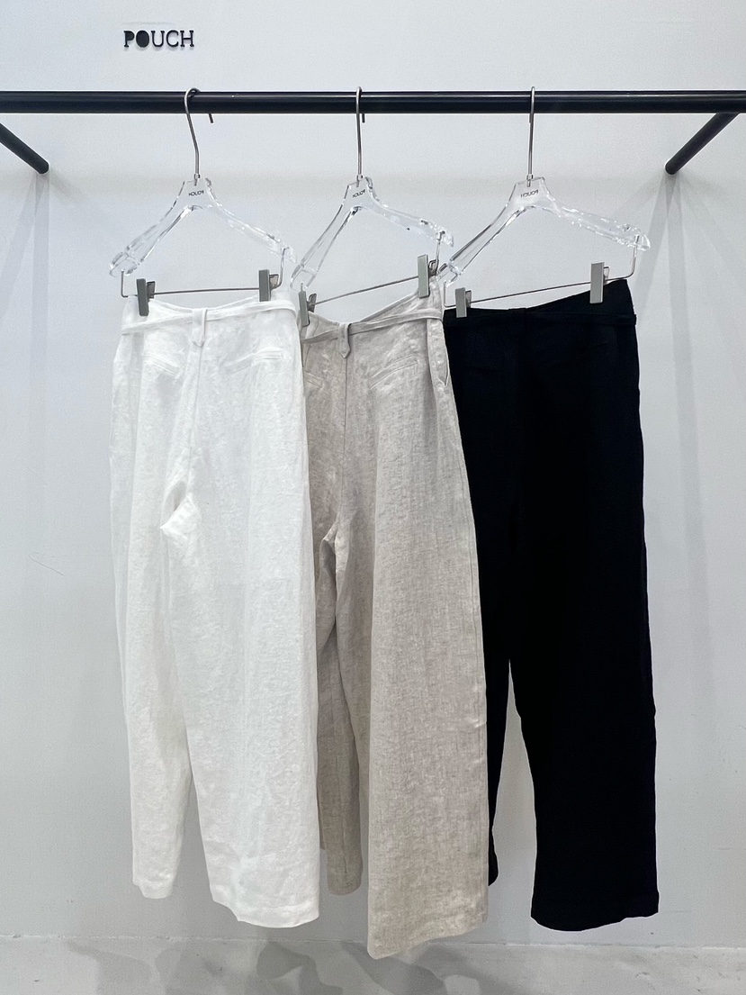 POUCH韓國代購女士新品人氣26春夏休閑推薦休閑褲含腰繩亞麻POUCH休閑褲
