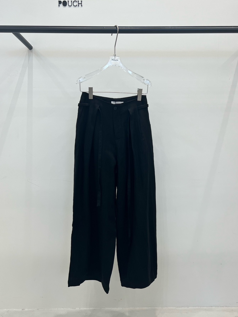 POUCH韓國代購女士新品人氣26春夏休閑推薦休閑褲含腰繩亞麻POUCH休閑褲圖色3
