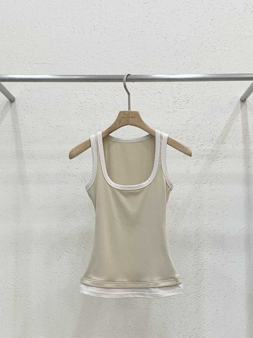 LIGHT AND SALT韓國東大門直郵女士新款休閑吊帶背心莫代爾撞色LIGHT AND SALT吊帶/背心圖色1