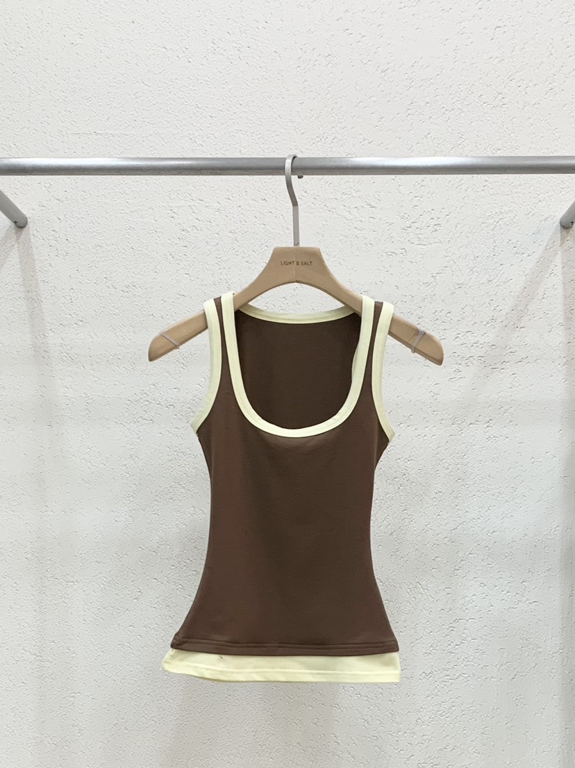 LIGHT AND SALT韓國東大門直郵女士新款休閑吊帶背心莫代爾撞色LIGHT AND SALT吊帶/背心圖色2