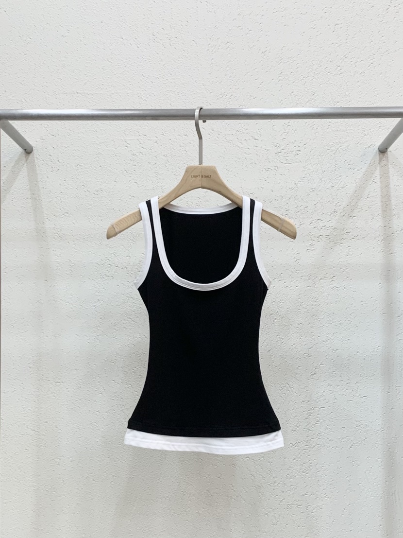 LIGHT AND SALT韓國東大門直郵女士新款休閑吊帶背心莫代爾撞色LIGHT AND SALT吊帶/背心圖色3
