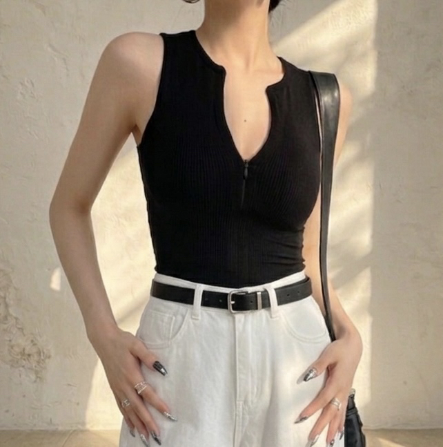 PAIRING韓國直郵實拍女裝新款職業人氣休閑推薦吊帶背心拉鏈PAIRING吊帶/背心