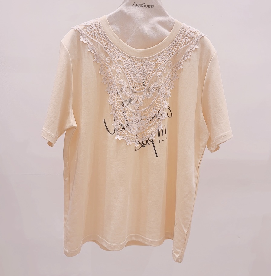 AWESOME-P韓國東大門直郵女士新品26春夏職業推薦T恤蕾絲AWESOME-PT恤圖色2