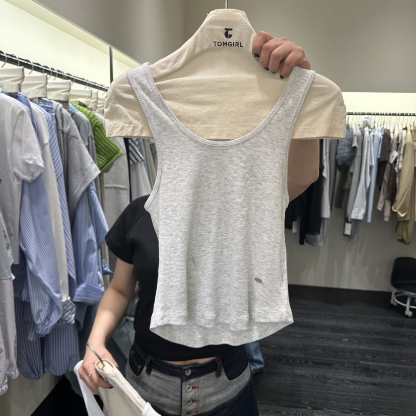 TOMGIRL韓國代購女裝新款26春夏休閑職業時尚吊帶背心柔軟TOMGIRL吊帶/背心圖色6灰白色