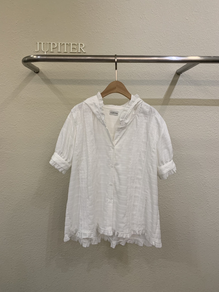 JUPITER韓國直郵女士新款職業時尚休閑推薦襯衫蕾絲衫連帽衫JUPITER襯衫/蕾絲衫圖色1