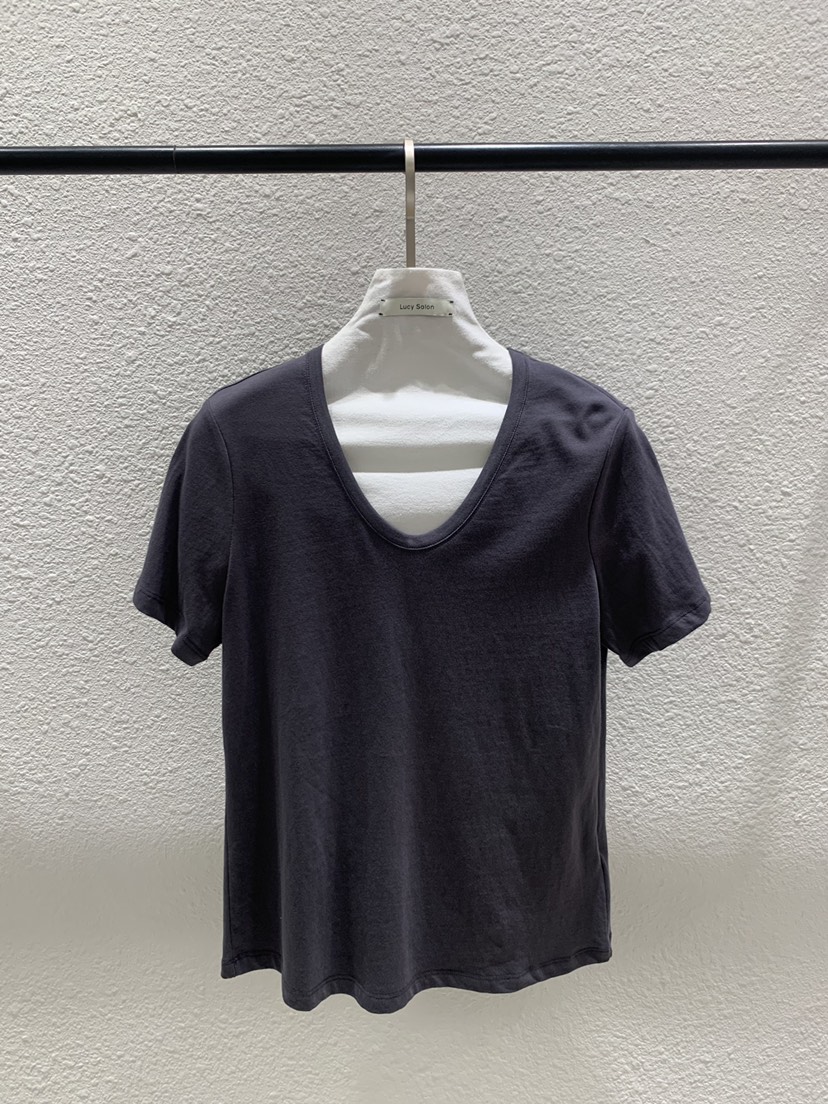 LUCY SALON韓國代購女士新款職業推薦26春夏休閑人氣T恤V領LUCY SALONT恤圖色3墨色
