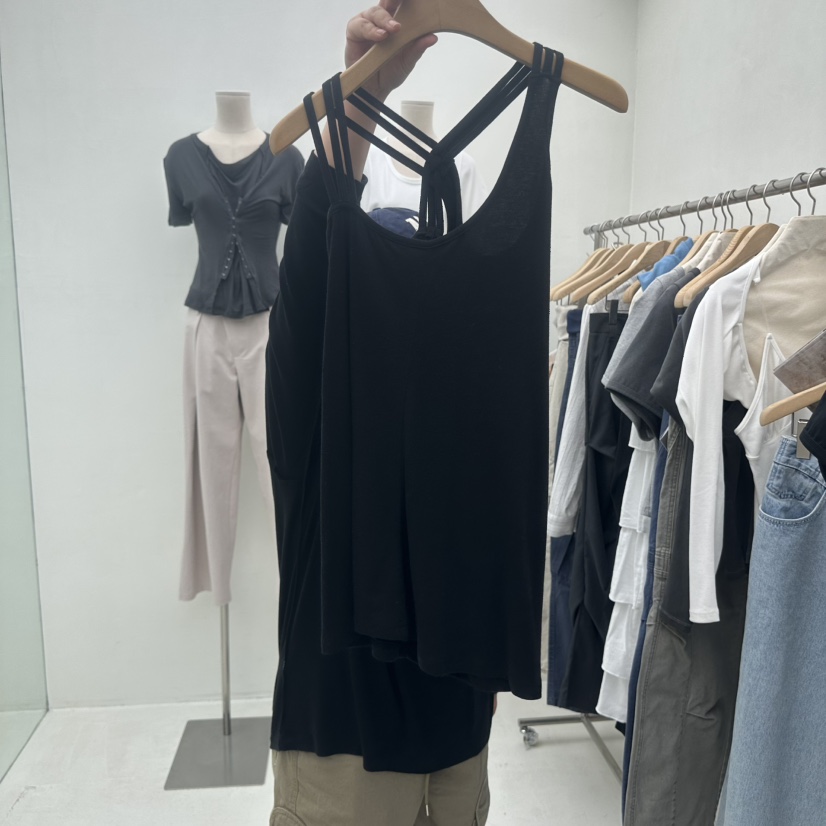 CHAV韓國東大門直郵女裝新品26春夏休閑時尚人氣吊帶背心CHAV吊帶/背心圖色3黑色