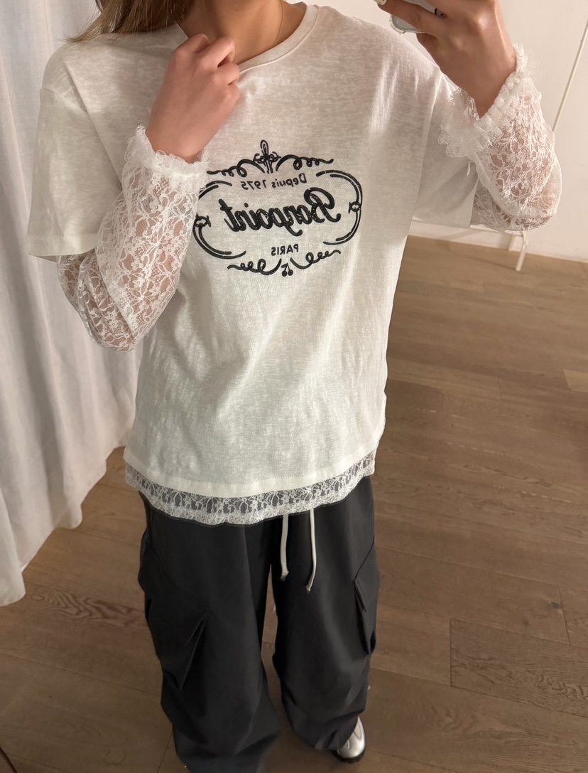 LATTE-P韓國直郵實拍女裝新款26春夏時尚職業長袖T恤假兩件LATTE-P長袖T恤