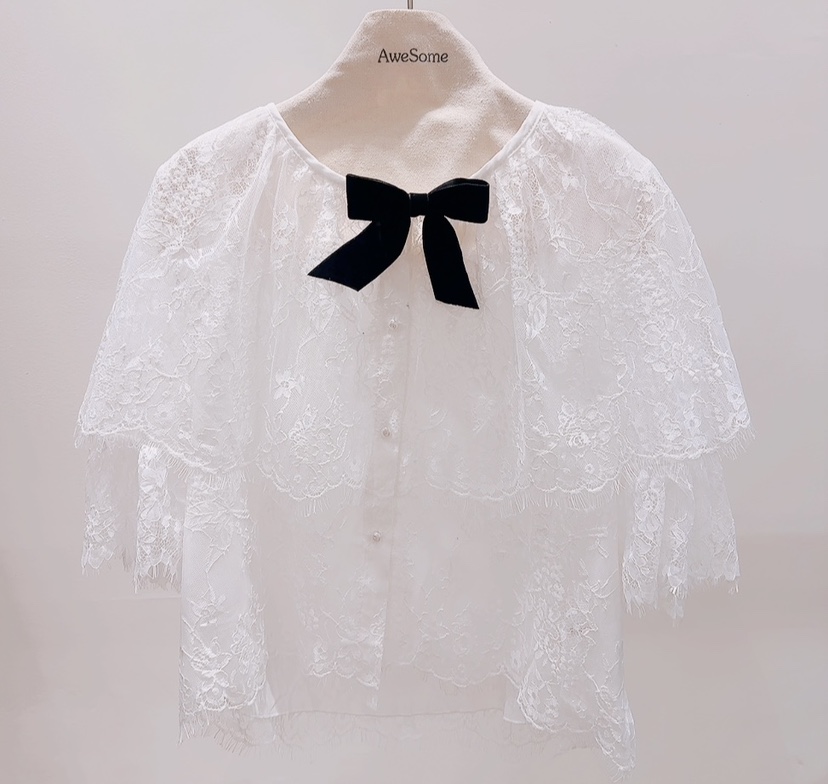 AWESOME-P韓國東大門直郵女裝新款時尚襯衫蕾絲衫蝴蝶結AWESOME-P襯衫/蕾絲衫圖色1