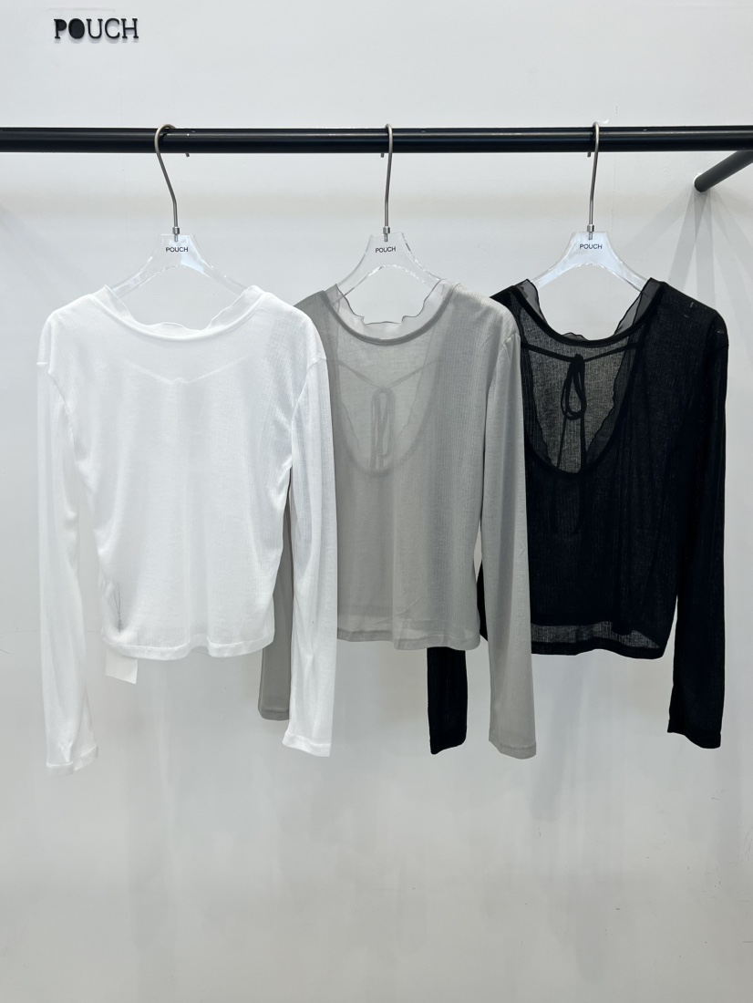 POUCH韓國代購女裝新品推薦熱賣職業26春夏襯衫蕾絲衫V領亞麻POUCH襯衫/蕾絲衫