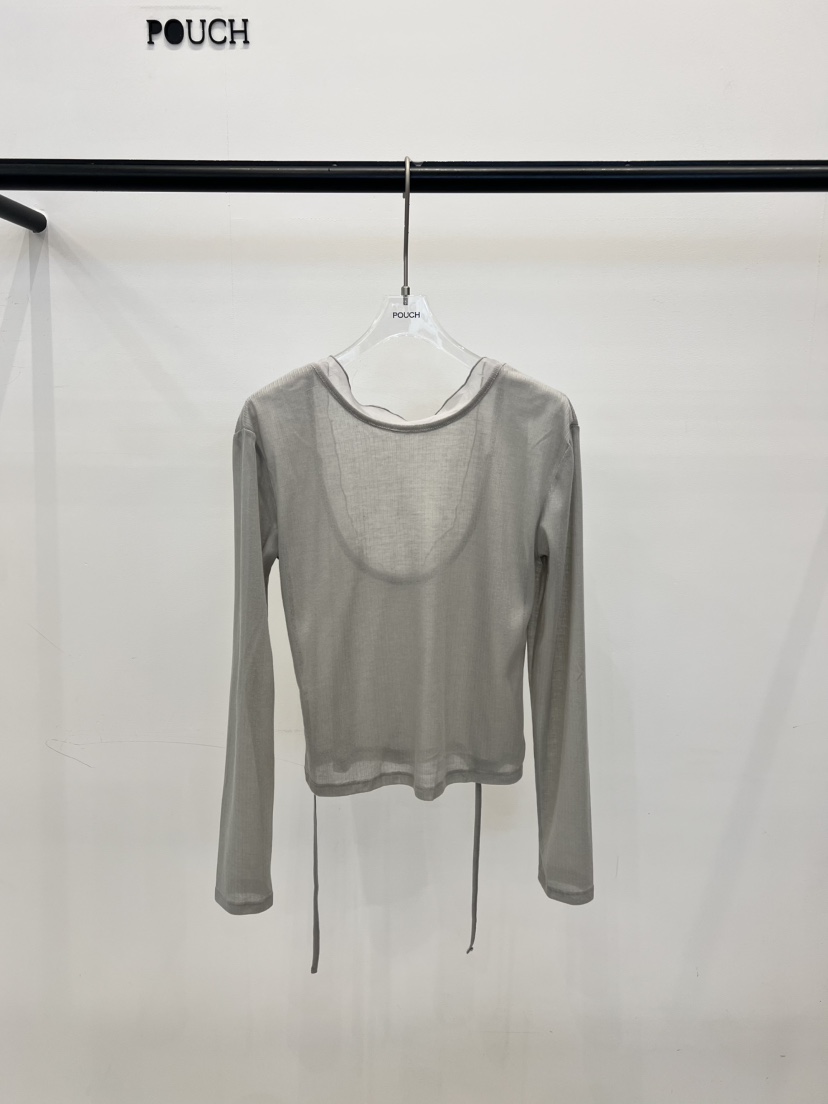 POUCH韓國代購女裝新品推薦熱賣職業26春夏襯衫蕾絲衫V領亞麻POUCH襯衫/蕾絲衫圖色2