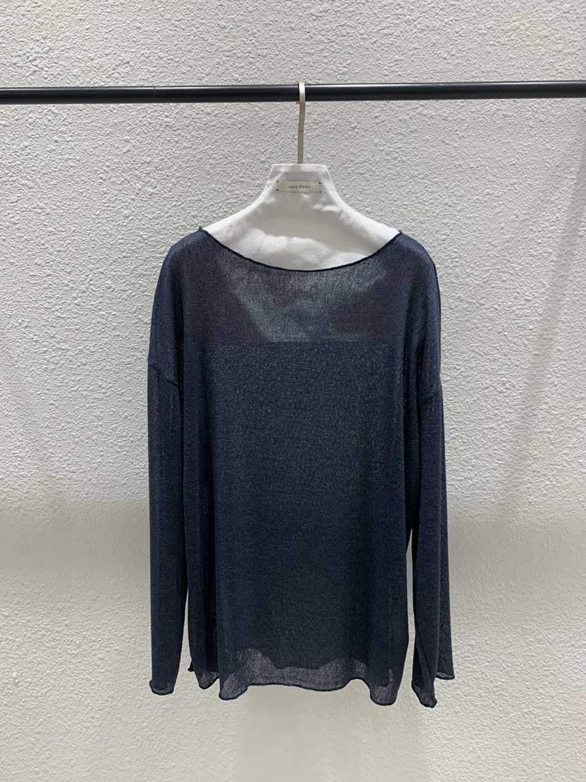 LUCY SALON韓國直郵實拍女裝新品推薦人氣熱賣長袖T恤船領LUCY SALON長袖T恤圖色2深藍色