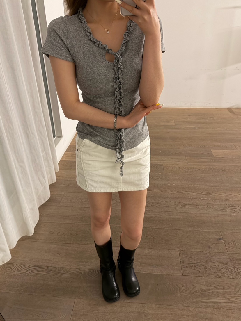 LATTE-P韓國直郵實拍女士新品推薦休閑26春夏短裙復古短款LATTE-P短裙