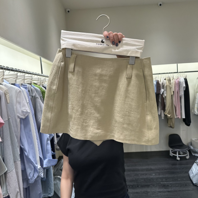 TOMGIRL韓國東大門直郵女裝新品推薦人氣時尚26春夏裙褲亞麻TOMGIRL裙褲圖色1