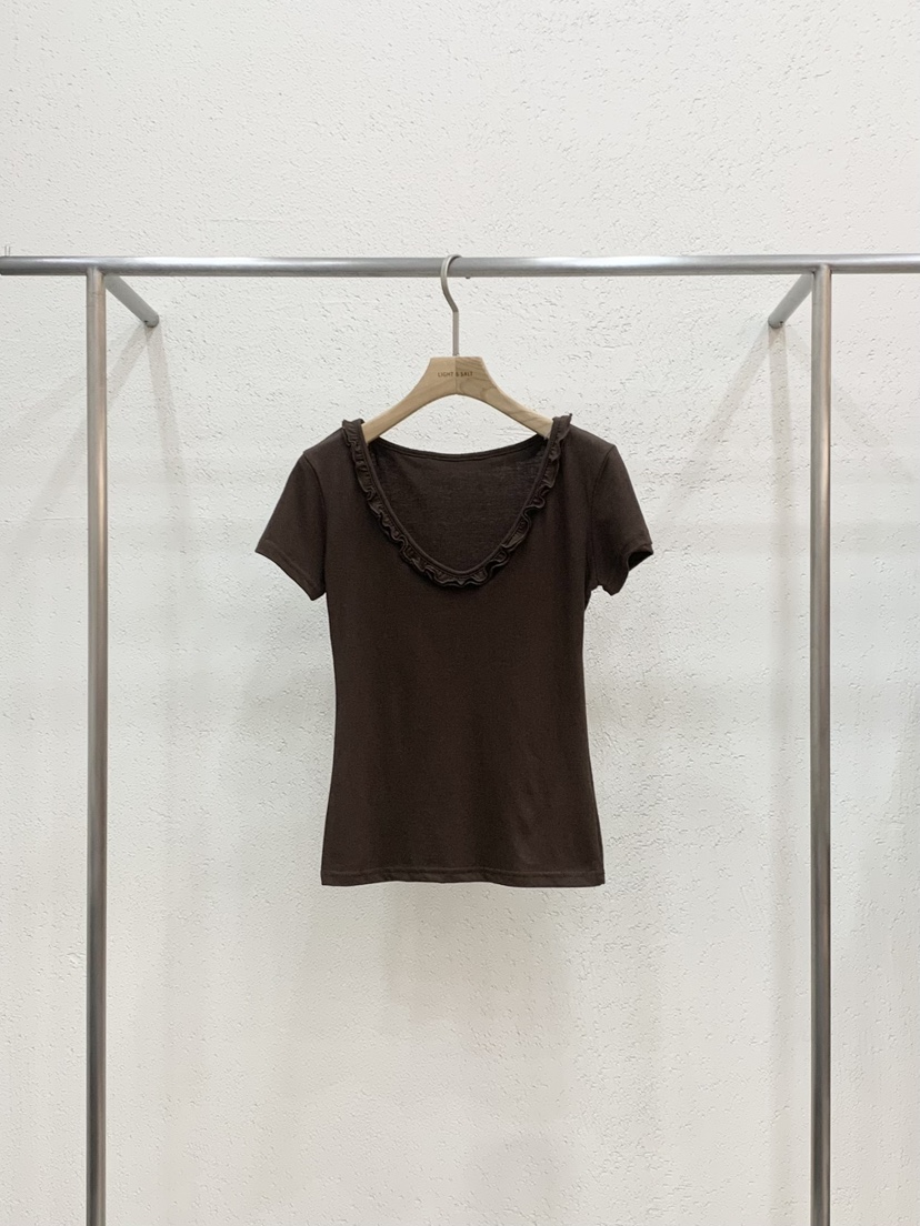 LIGHT AND SALT韓國直郵女士新款時尚人氣熱賣推薦職業T恤LIGHT AND SALTT恤圖色3棕色