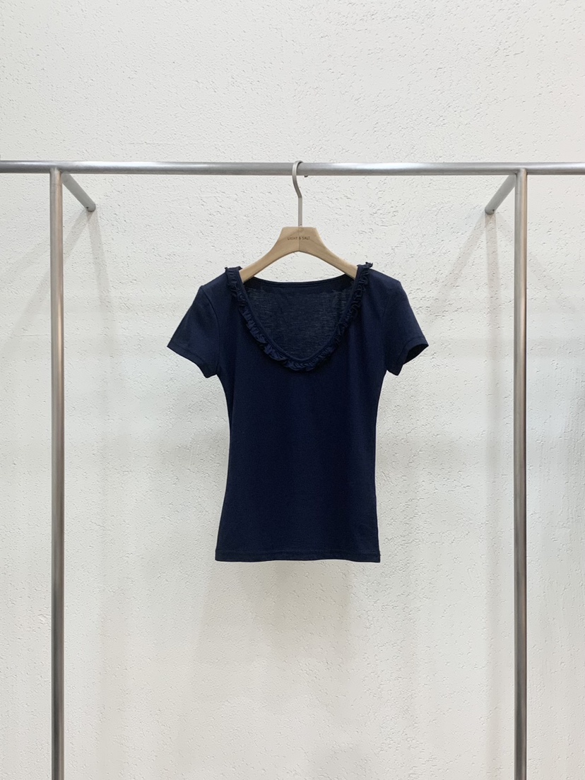 LIGHT AND SALT韓國直郵女士新款時尚人氣熱賣推薦職業T恤LIGHT AND SALTT恤圖色4深藍色
