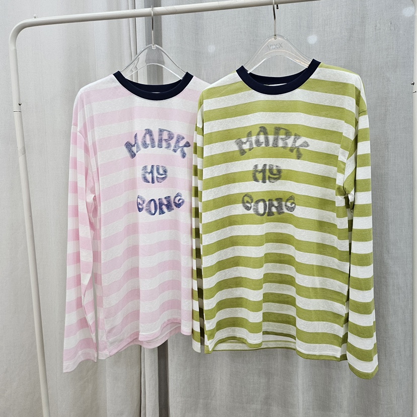 LATTE-P韓國直郵女士新款時尚休閑人氣26春夏長袖T恤條紋LATTE-P長袖T恤