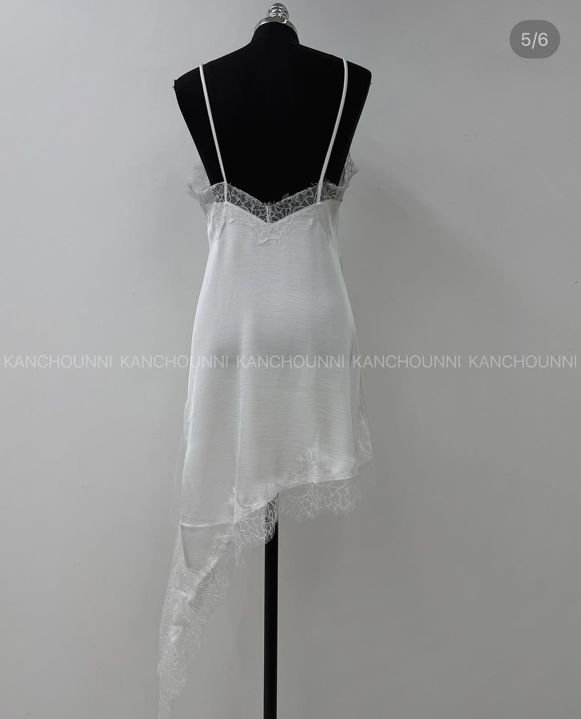 PAIRING韓國東大門直郵女裝新品職業時尚連衣裙不對稱蕾絲PAIRING連衣裙