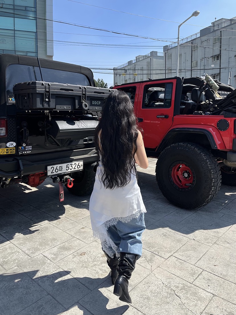 PAIRING韓國東大門直郵女裝新品職業時尚連衣裙不對稱蕾絲PAIRING連衣裙