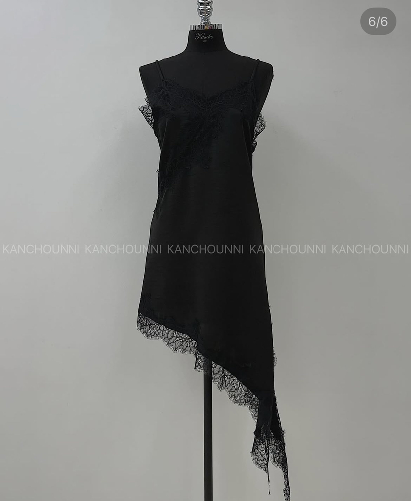 PAIRING韓國東大門直郵女裝新品職業時尚連衣裙不對稱蕾絲PAIRING連衣裙圖色2