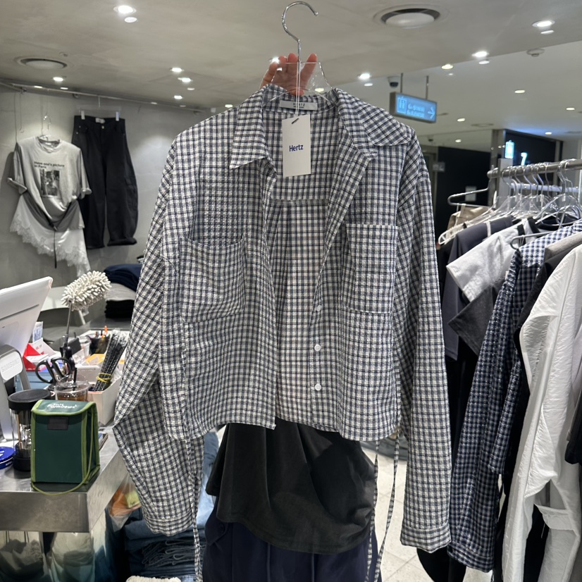 HERTZ-P韓國直郵實拍女士新款休閑職業推薦襯衫蕾絲衫格子HERTZ-P襯衫/蕾絲衫圖色1白色