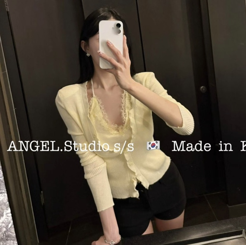 BEIGE GRAY韓國直郵女士新款休閑針織衫羊毛衫假兩件雙層開襟BEIGE GRAY針織衫圖色2