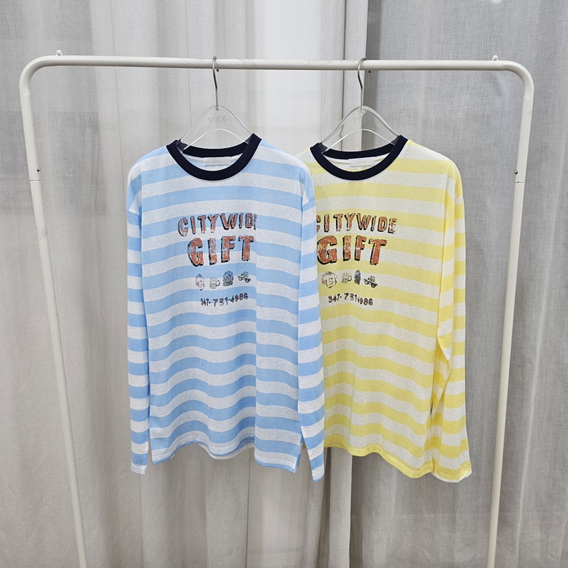 LATTE-P韓國代購女士新品休閑職業熱賣時尚推薦長袖T恤條紋LATTE-P長袖T恤