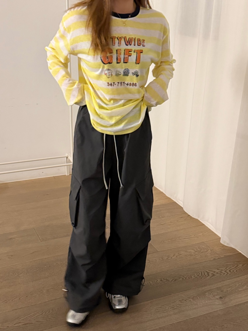 LATTE-P韓國代購女士新品休閑職業熱賣時尚推薦長袖T恤條紋LATTE-P長袖T恤