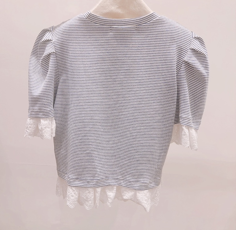 AWESOME-P韓國直郵女士新款熱賣推薦時尚襯衫蕾絲衫條紋AWESOME-P襯衫/蕾絲衫