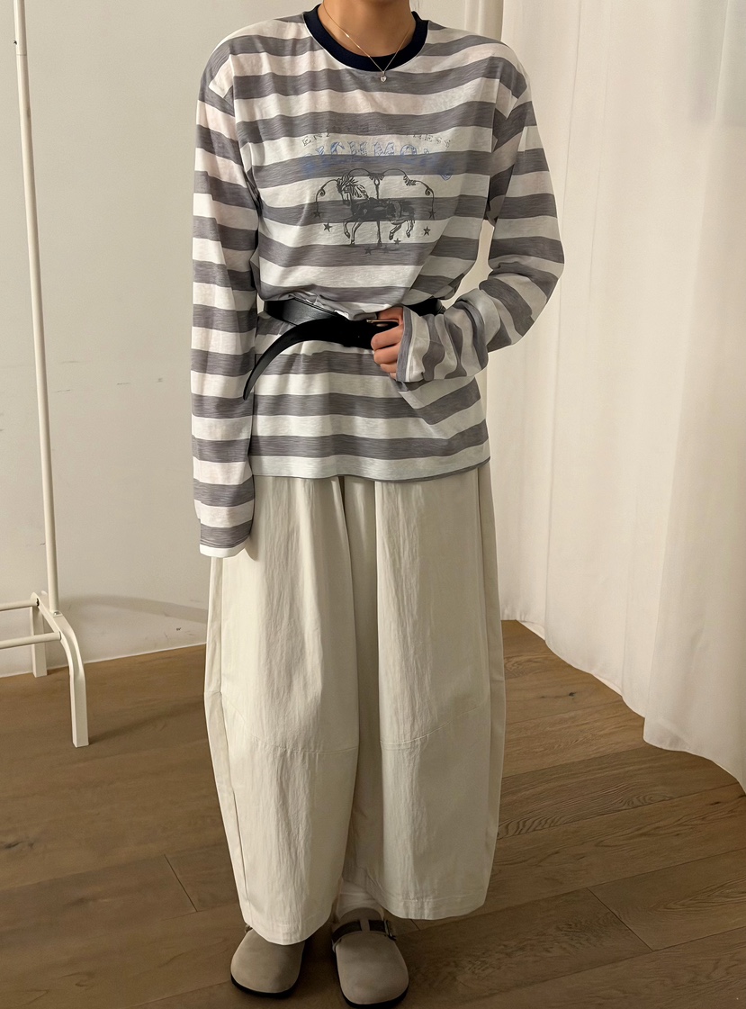 LATTE-P韓國東大門直郵女裝新品熱賣人氣26春夏長袖T恤條紋LATTE-P長袖T恤