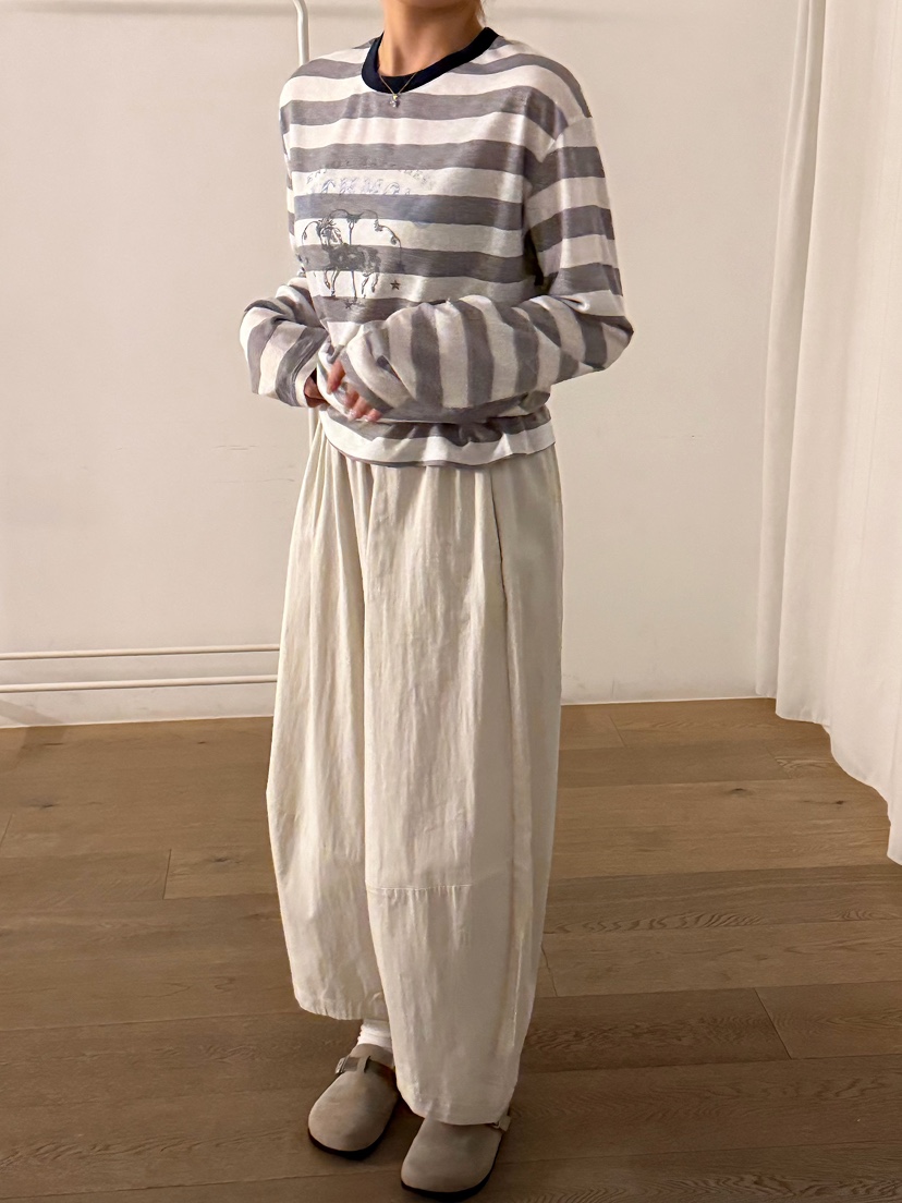 LATTE-P韓國東大門直郵女裝新品熱賣人氣26春夏長袖T恤條紋LATTE-P長袖T恤