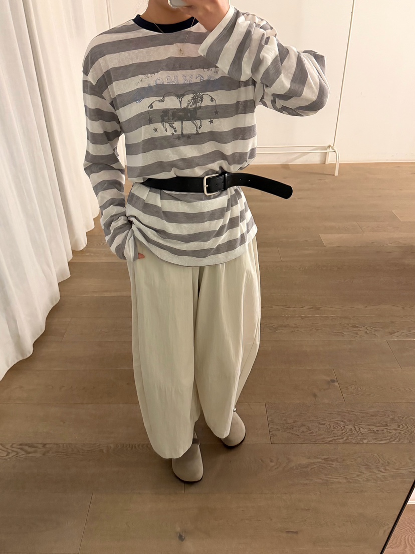 LATTE-P韓國東大門直郵女裝新品熱賣人氣26春夏長袖T恤條紋LATTE-P長袖T恤