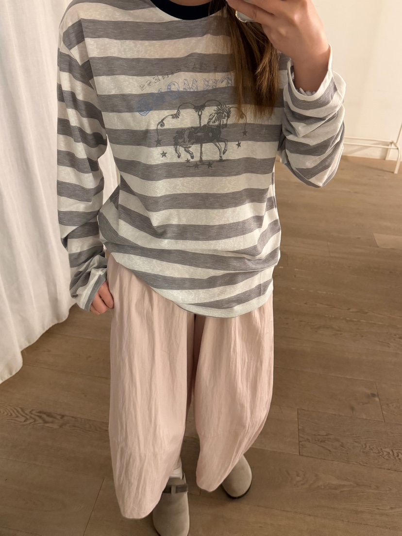 LATTE-P韓國東大門直郵女裝新品熱賣人氣26春夏長袖T恤條紋LATTE-P長袖T恤