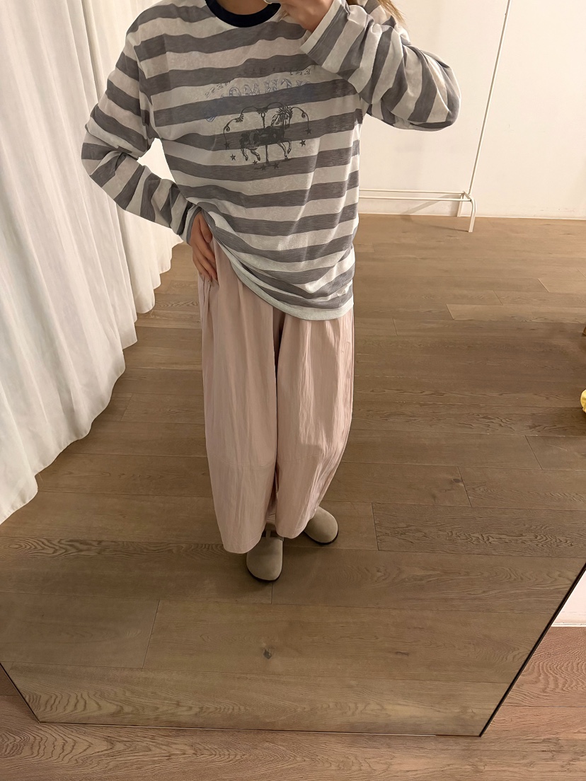 LATTE-P韓國東大門直郵女裝新品熱賣人氣26春夏長袖T恤條紋LATTE-P長袖T恤